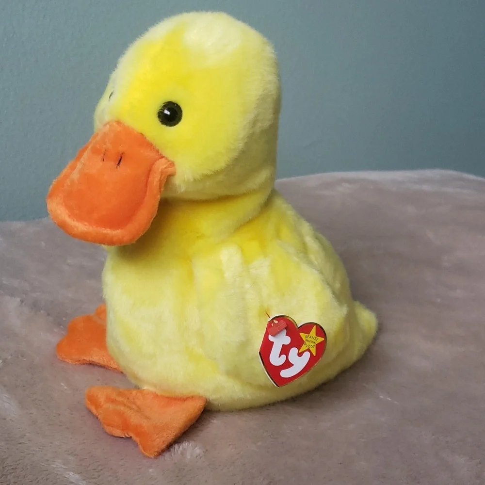 Quackers Buddy & Beanie Set 🦆Ty Plush Yellow Ducks🦆 Gift Toy Collectible, NWT - Picture 3 of 17